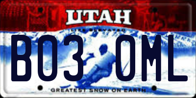 UT license plate B030ML