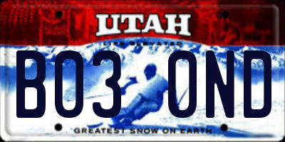 UT license plate B030ND