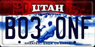 UT license plate B030NF