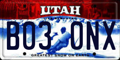 UT license plate B030NX