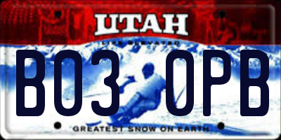 UT license plate B030PB