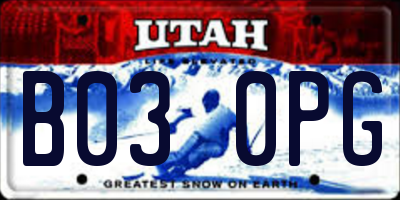 UT license plate B030PG