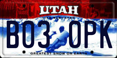 UT license plate B030PK