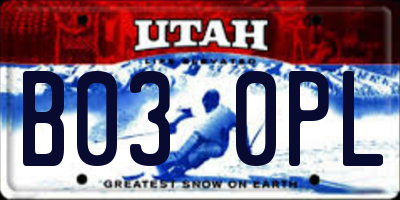 UT license plate B030PL
