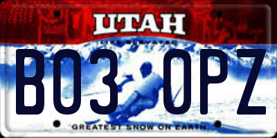 UT license plate B030PZ