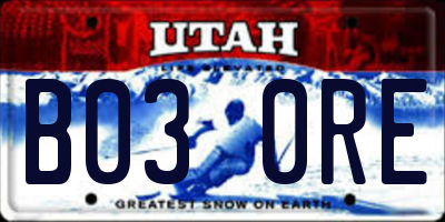 UT license plate B030RE