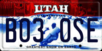 UT license plate B030SE