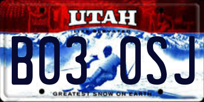 UT license plate B030SJ
