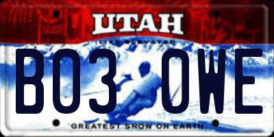 UT license plate B030WE