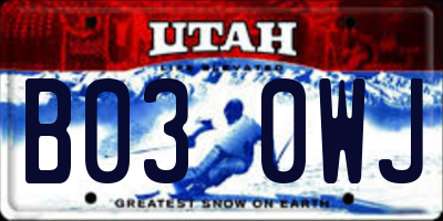 UT license plate B030WJ