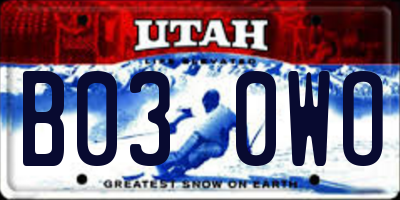 UT license plate B030WO