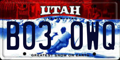 UT license plate B030WQ