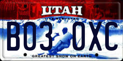UT license plate B030XC