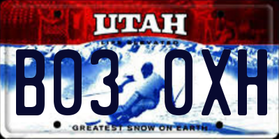 UT license plate B030XH