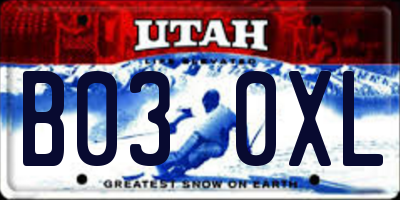 UT license plate B030XL