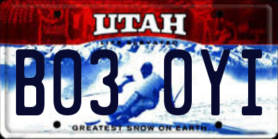 UT license plate B030YI