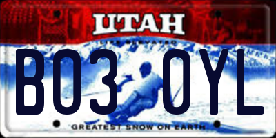 UT license plate B030YL