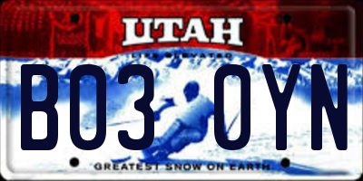 UT license plate B030YN
