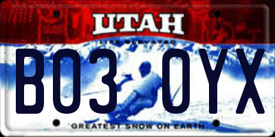 UT license plate B030YX