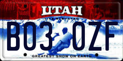 UT license plate B030ZF