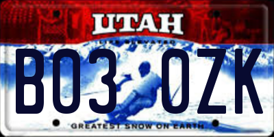 UT license plate B030ZK