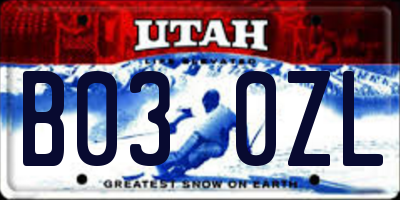 UT license plate B030ZL