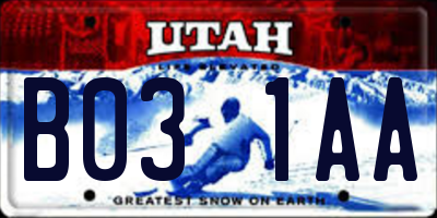 UT license plate B031AA