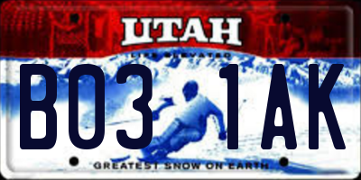 UT license plate B031AK
