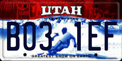 UT license plate B031EF