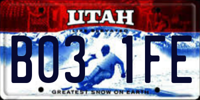 UT license plate B031FE