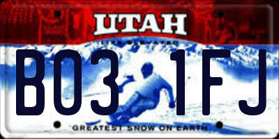 UT license plate B031FJ