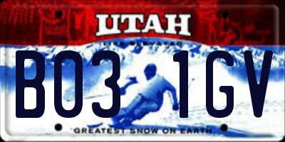 UT license plate B031GV