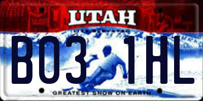 UT license plate B031HL