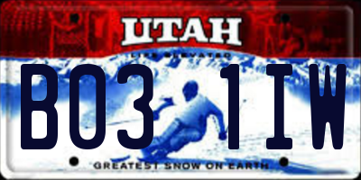 UT license plate B031IW