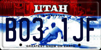 UT license plate B031JF