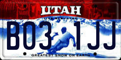 UT license plate B031JJ