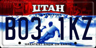 UT license plate B031KZ