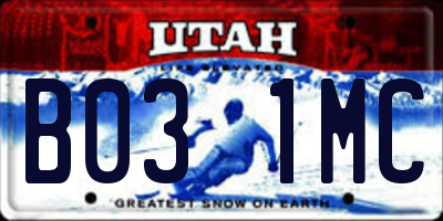 UT license plate B031MC