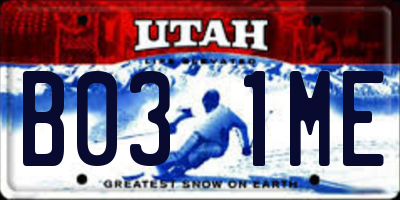 UT license plate B031ME