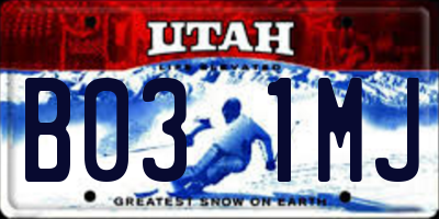 UT license plate B031MJ