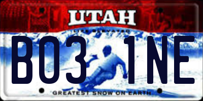 UT license plate B031NE