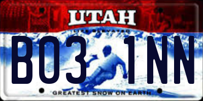 UT license plate B031NN