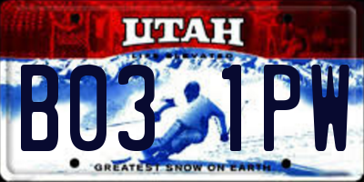 UT license plate B031PW