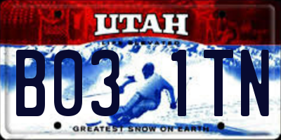 UT license plate B031TN