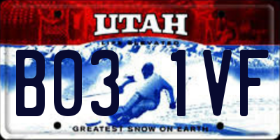 UT license plate B031VF