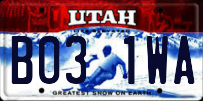 UT license plate B031WA