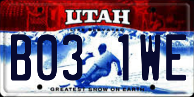 UT license plate B031WE