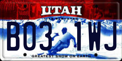 UT license plate B031WJ