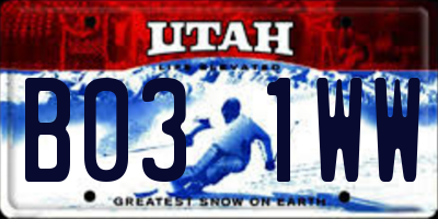 UT license plate B031WW