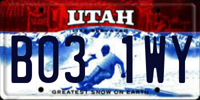 UT license plate B031WY